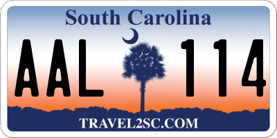 SC license plate AAL114