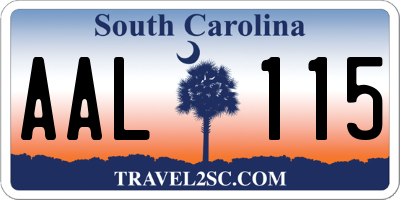 SC license plate AAL115