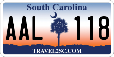 SC license plate AAL118