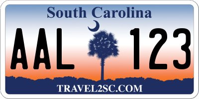 SC license plate AAL123