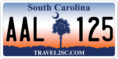 SC license plate AAL125