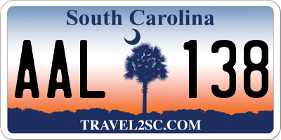 SC license plate AAL138