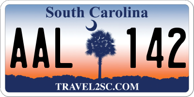 SC license plate AAL142