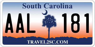 SC license plate AAL181