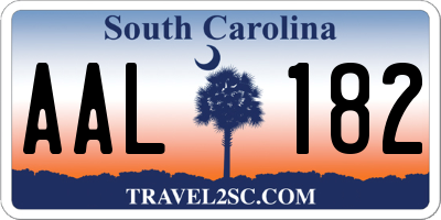 SC license plate AAL182