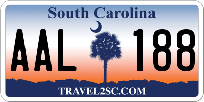 SC license plate AAL188