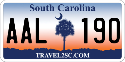 SC license plate AAL190