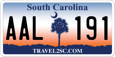 SC license plate AAL191