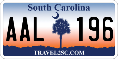 SC license plate AAL196