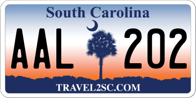 SC license plate AAL202