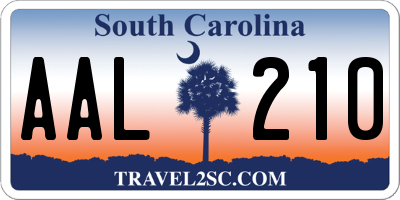 SC license plate AAL210