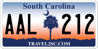 SC license plate AAL212