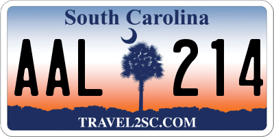 SC license plate AAL214