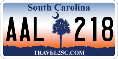 SC license plate AAL218