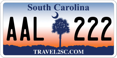 SC license plate AAL222