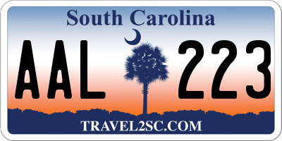 SC license plate AAL223