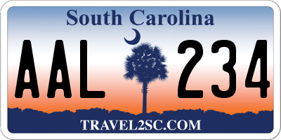 SC license plate AAL234