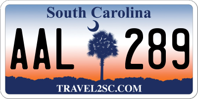 SC license plate AAL289