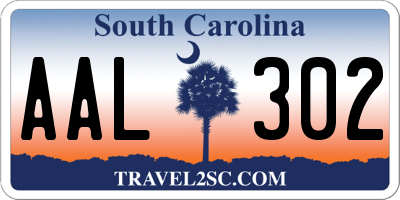 SC license plate AAL302