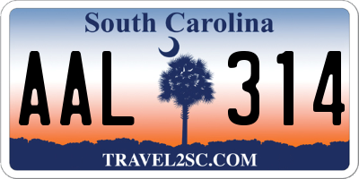 SC license plate AAL314