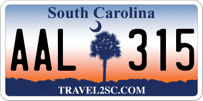 SC license plate AAL315