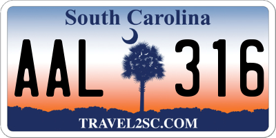 SC license plate AAL316