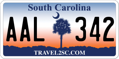 SC license plate AAL342