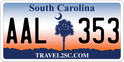 SC license plate AAL353