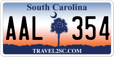 SC license plate AAL354