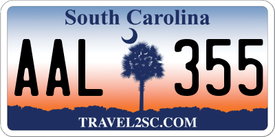 SC license plate AAL355