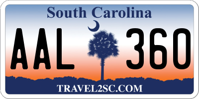 SC license plate AAL360