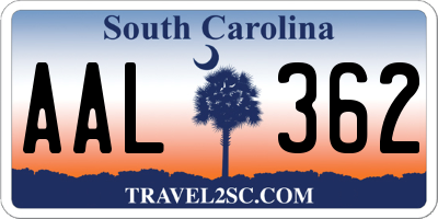 SC license plate AAL362