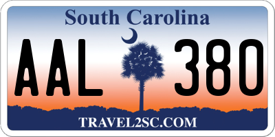 SC license plate AAL380