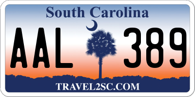 SC license plate AAL389