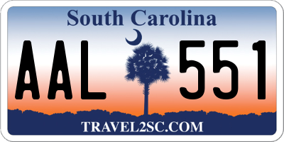 SC license plate AAL551