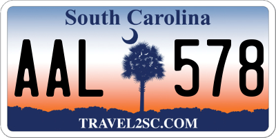 SC license plate AAL578