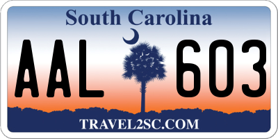 SC license plate AAL603