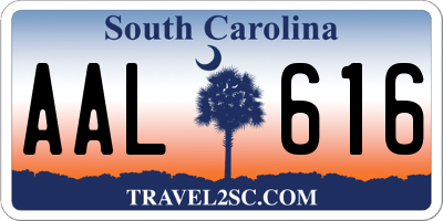 SC license plate AAL616