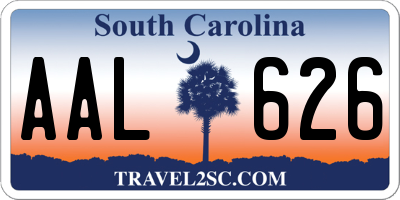 SC license plate AAL626