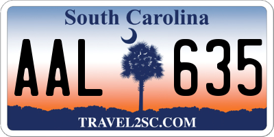 SC license plate AAL635