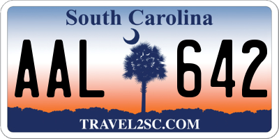 SC license plate AAL642