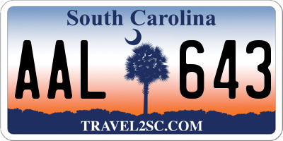 SC license plate AAL643