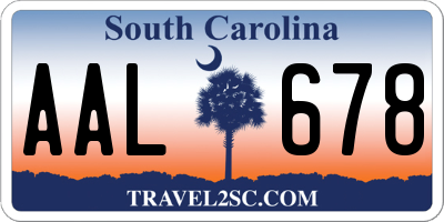 SC license plate AAL678