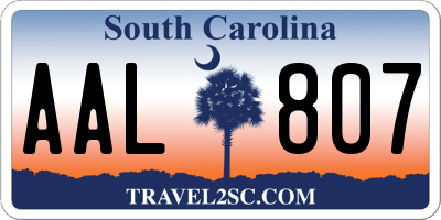 SC license plate AAL807