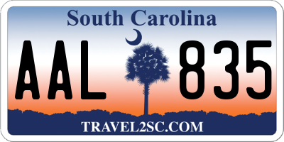 SC license plate AAL835