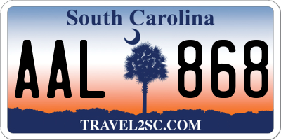 SC license plate AAL868