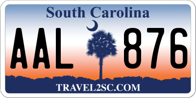 SC license plate AAL876