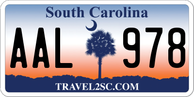 SC license plate AAL978