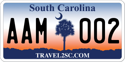 SC license plate AAM002