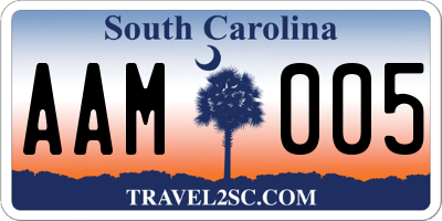 SC license plate AAM005